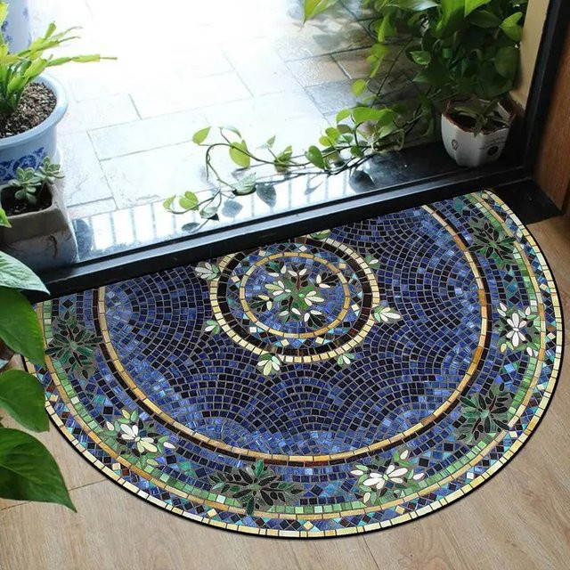 VIKAMA Ethno-Stil Bodenmatte mit floralem Design, rutschfest und saugfähig, B/T: 60 x 40 cm - Bild 1