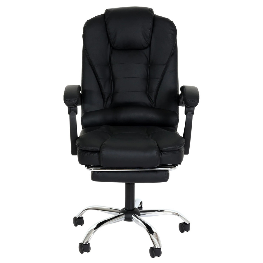 Proregal Bürostuhl in Schwarz aus Kunstleder mit ausziehbarer Fußstütze, Drehstuhl und Armlehnen, H 110 cm x B 63 cm x T 103 cm, Sitzhöhe 48 cm - Bild 2