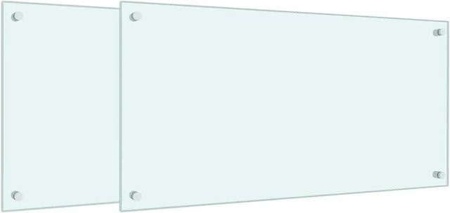 vidaXL Küchenrückwände aus Hartglas, 2 Stück, Weiß, B/H: 80 x 40 cm - Bild 1