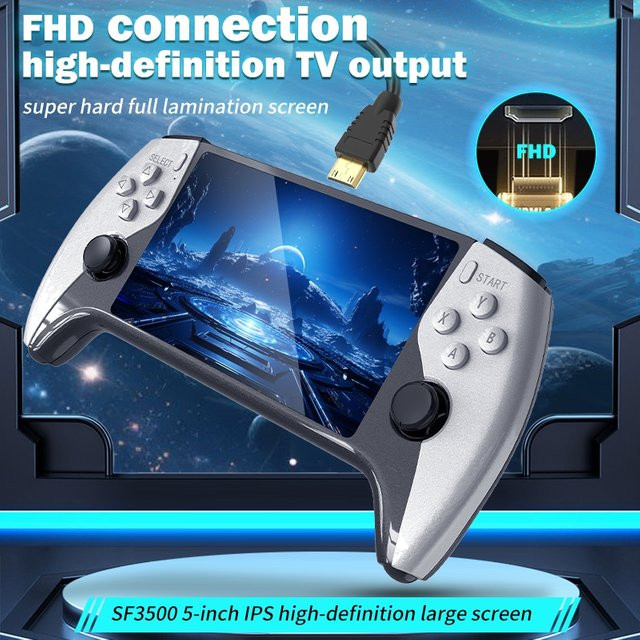 SF3500 Retro-Handheld-Spielekonsole mit 5-Zoll-IPS-HD-Display, Dual-Core-Prozessor und erweiterbarem Speicher bis 256 GB in Schwarz oder Weiß - Bild 1