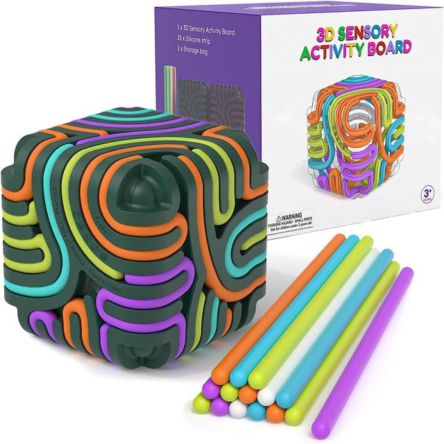 3D Sinnesaktivitätsbrett, Silikon Fidget Cube Spielzeug, grün - Bild 1