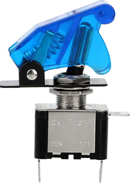 SPST Kippschalter mit Schutzabdeckung und LED-Anzeige 12V 20A in Blau für Auto und Fahrzeugtechnik - Bild 1