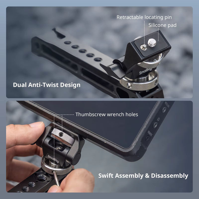 SmallRig Top Handle mit Monitor Support Kit in Schwarz für DSLR-Kameras mit Cold Shoe für Mikrofon, Videoleuchten und Monitore 5322 - Bild 5