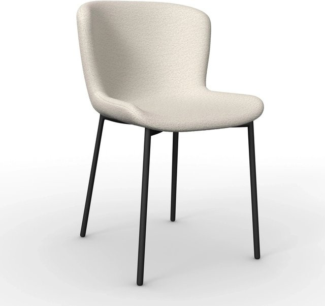 Bessagi Home Stuhl Noemie Creme Chenille Gepolstert mit Metallgestell B/T/H: 54,0 x 48,5 x 81,0 cm - Bild 1