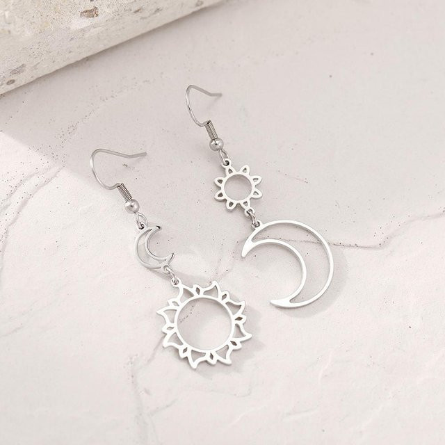 Lucky Star Jewelry Ohrringe Edelstahl, Zirkon, Damen, Sonne Mond Totem - Bild 1
