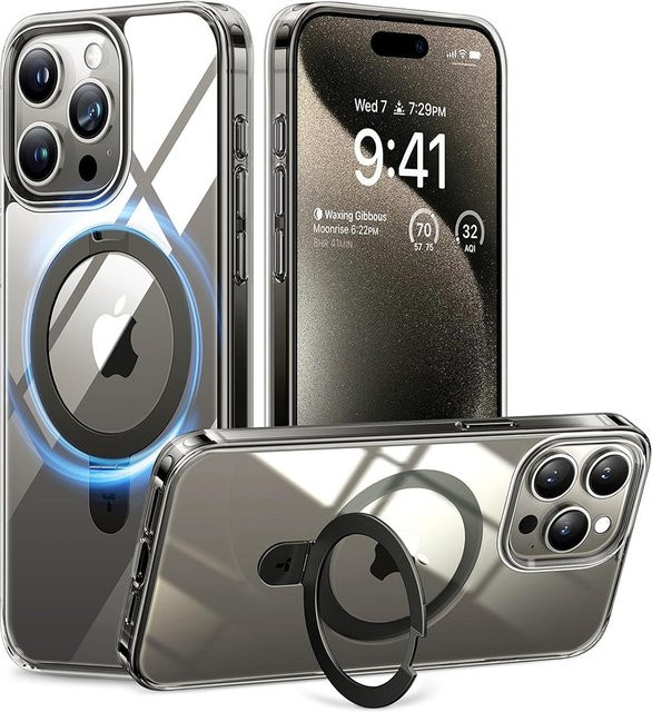 Torras MagSafe Hülle für Apple iPhone 15 Pro mit Ostand in Transparent - Bild 1
