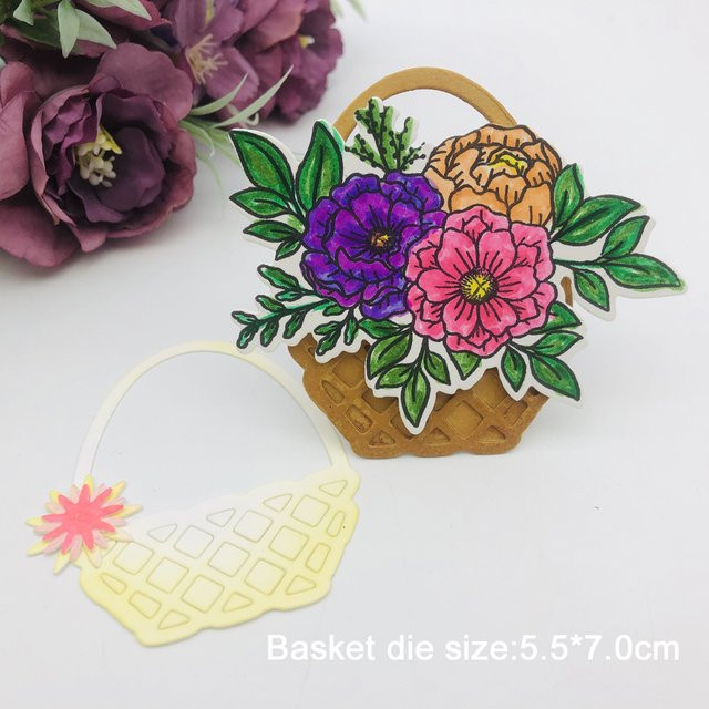 Alinacutle Metall-Stanzform Frühlingskorb-Blumen in Transparent für Scrapbooking und Papierkunst - Bild 1