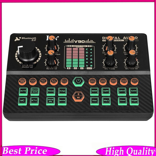 IRIN V90 Soundkarte in Schwarz mit Stimmverzerrer und 3-Band-EQ-Reverb für Live-Streaming, Karaoke und Aufnahmen mit Mikrofon, kompatibel mit PC, Mac, iOS und Android - Bild 1
