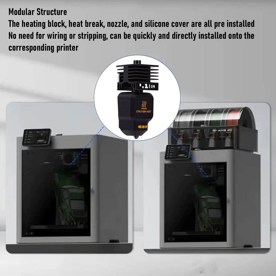 3-teiliges Hotend-Set für Bambu Lab P2S H2D H2S H2C 3D-Drucker mit Düsen in 0,2mm, 0,4mm und 0,6mm sowie Silikonabdeckungen in Schwarz - Bild 2