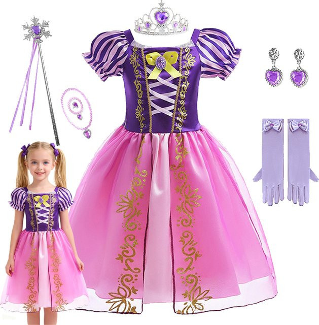 TONGTONGMI Prinzessin Kostüm Mädchen, Kleid, Lila, Rosa / Pink - Bild 1