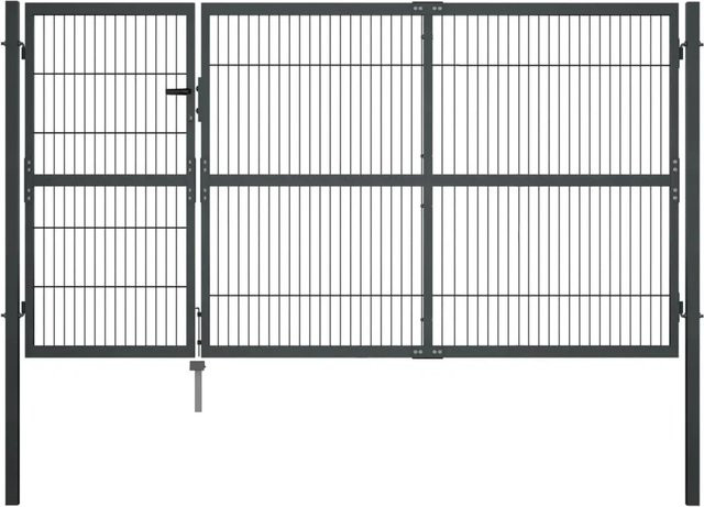 vidaXL Gartentor mit Pfosten aus Stahl in Anthrazit, B/H: 350 x 140 cm - Bild 1