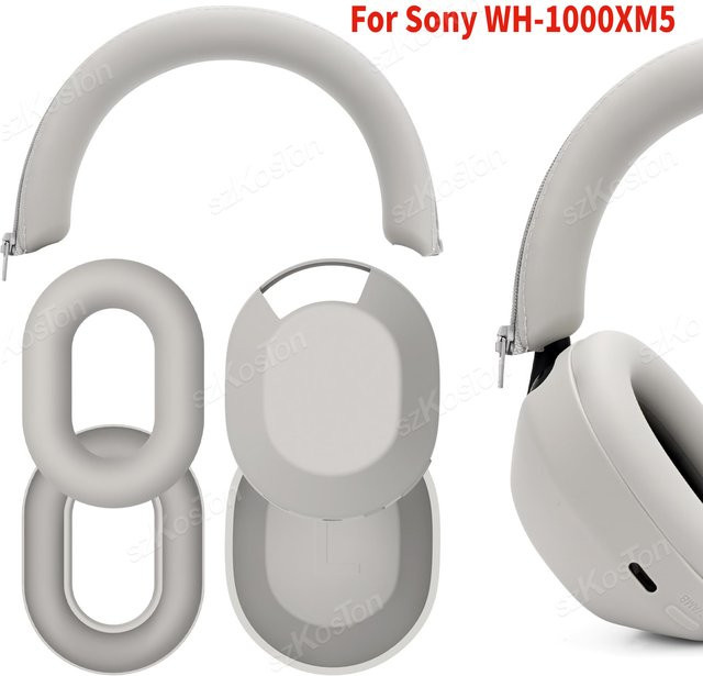 Silikon-Schutzhülle für Sony WH-1000XM5 Kopfhörer in Blau mit Kopfbalken- und Ohrenschützer-Schutz - Bild 1