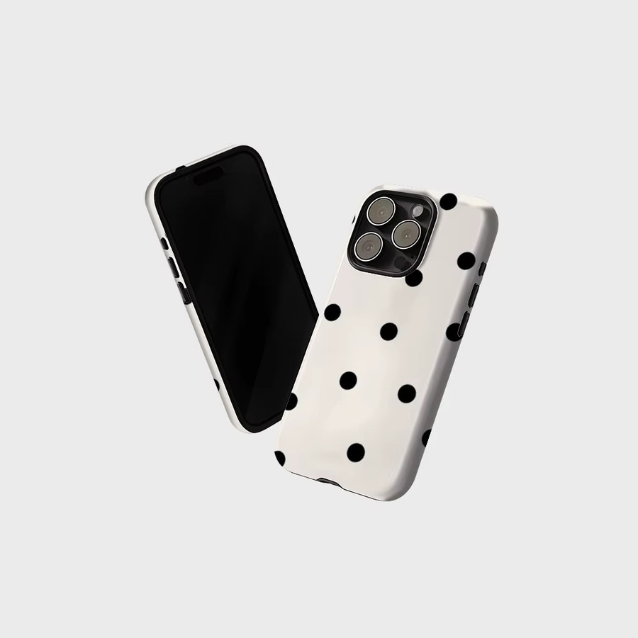 CaseLumi 2-in-1 MagSafe Handyhülle für iPhone 17 16 15 14 Plus 13 Pro Max, stoßfeste PC-Hülle mit unregelmäßigen schwarzen Punkten in Schwarz und Weiß - Bild 2