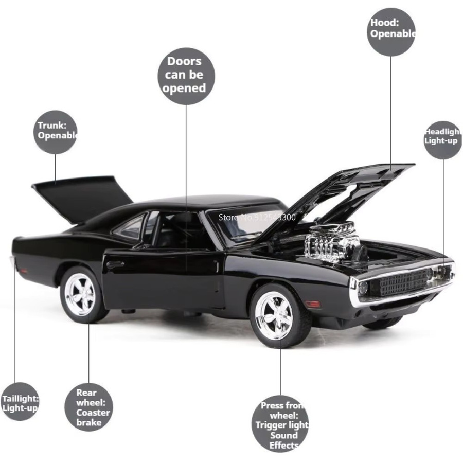 RMZ city 1970 Charger Automodell, 1:32, mit öffnenden Türen, Sound und Licht, Rückziehfahrzeug - Bild 2