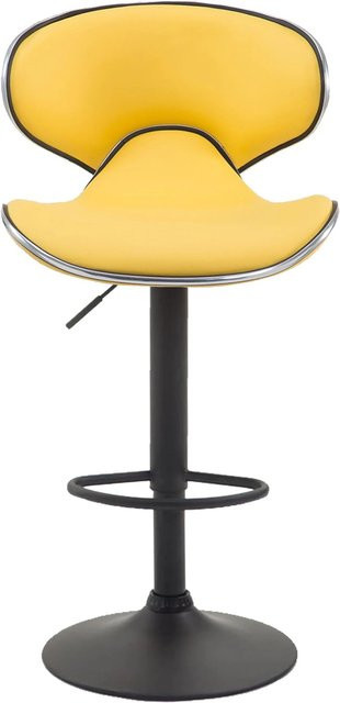 DELUKE 2er Set Barhocker FAMIR aus Kunstleder in Gelb mit Lehne, B/T/H: 46 x 49 x 88 cm - Bild 1