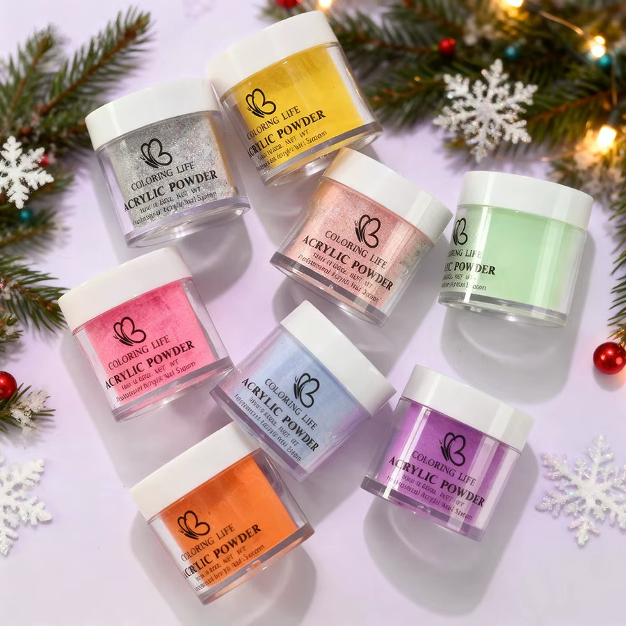 HotPress Nagel Acryl Pulver Set, 6/8 Farben, Schimmernd - Bild 3