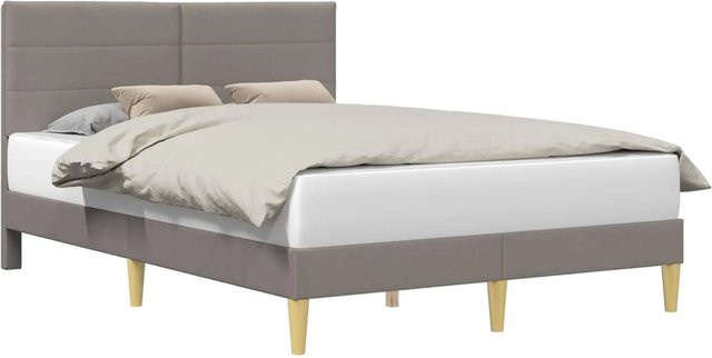 vidaXL Bettrahmen mit Kopfteil aus Stoff in Taupe und Grau, B/T/H: 164 x 160 x 206 cm - Bild 1