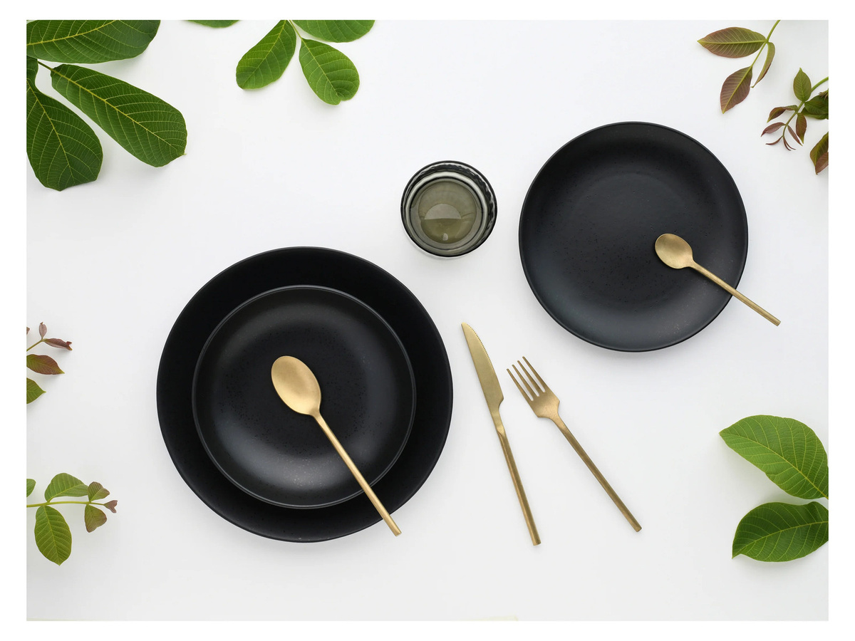 CreaTable Tafelservice Magic Black aus Steinzeug, 12-teilig, schwarz und grau - Bild 3