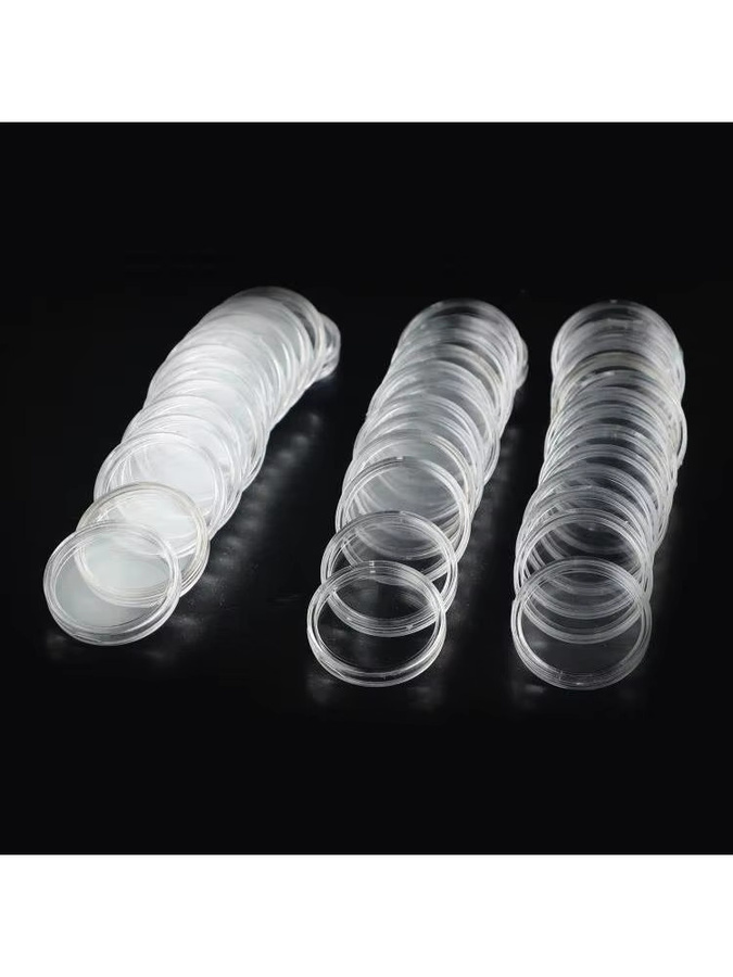 Vibratite 100 Stück Runde Münzhalter aus Kunststoff in Transparent, Durchmesser: 26 mm - Bild 3