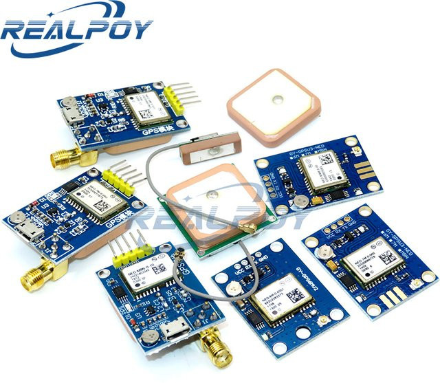 REALPOY GPS-Modul mit Micro-USB für NEO-6M, NEO-7M und NEO-8M Satellitenpositionierung in Blau für Arduino und STM32 - Bild 1