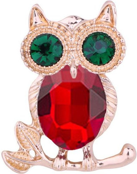 YIRAN Jewelry Eule Brosche, Strass, rot, Unisex - Bild 1