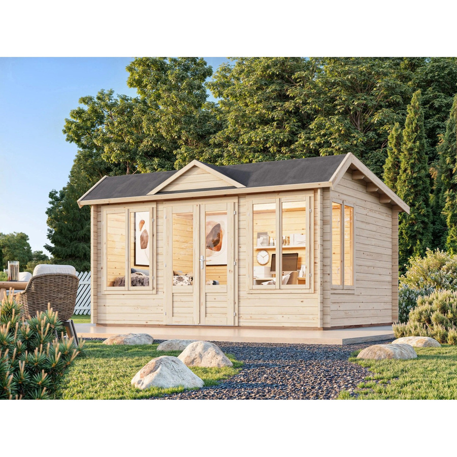 Palmako Gartenhaus Claudia Pent aus Fichte in Braun mit Fußboden und Montage-Set, B/T/H: 440 x 346 x 249 cm - Bild 2