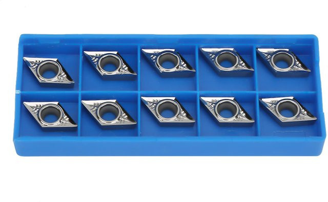 10 Stück CNC Wendeschneidplatten Set für Drehmaschinen, Metall-Einsätze in Silber, DCGT11T304AK H01 und DCGT32.51AK H01 von TOMTOP - Bild 1