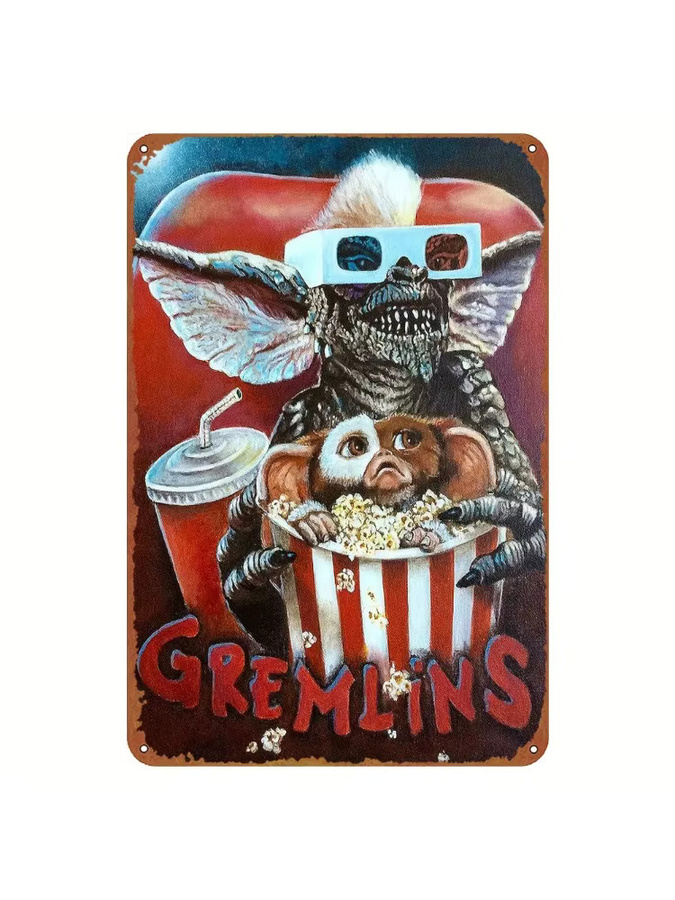 MINISO Gremlins Vintage Metallschild Retro Blechposter Wanddekoration Mehrfarbig B: 30,48 cm, H: 20,32 cm - Bild 2
