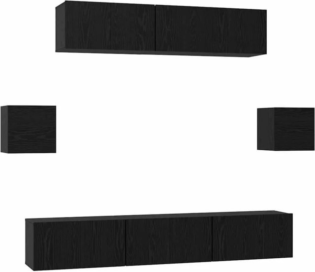 vidaXL TV-Schrankset 7-teilig modern Schwarz Eiche Holzwerkstoff Wandmontage B/T/H: 80 x 30 x 30 cm, 60 x 30 x 30 cm und 30,5 x 30 x 30 cm - Bild 1
