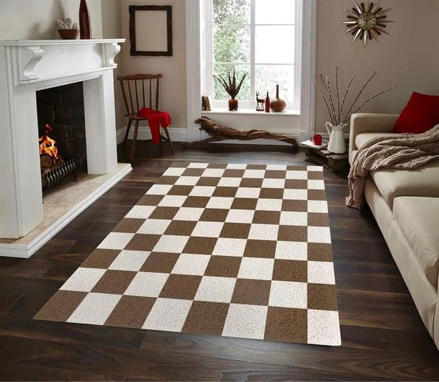 Lodestar Schach-Teppich mit Schachbrettmuster in Braun, rutschfest und maschinengewebt, B/T/H: 60 x 40 x 1 cm - Bild 1