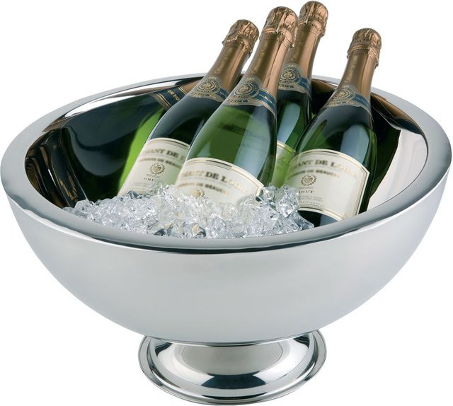 APS Champagnerkühler aus Edelstahl in Silber mit 10,5 l Volumen, Durchmesser: 44 cm, Höhe: 25 cm - Bild 1