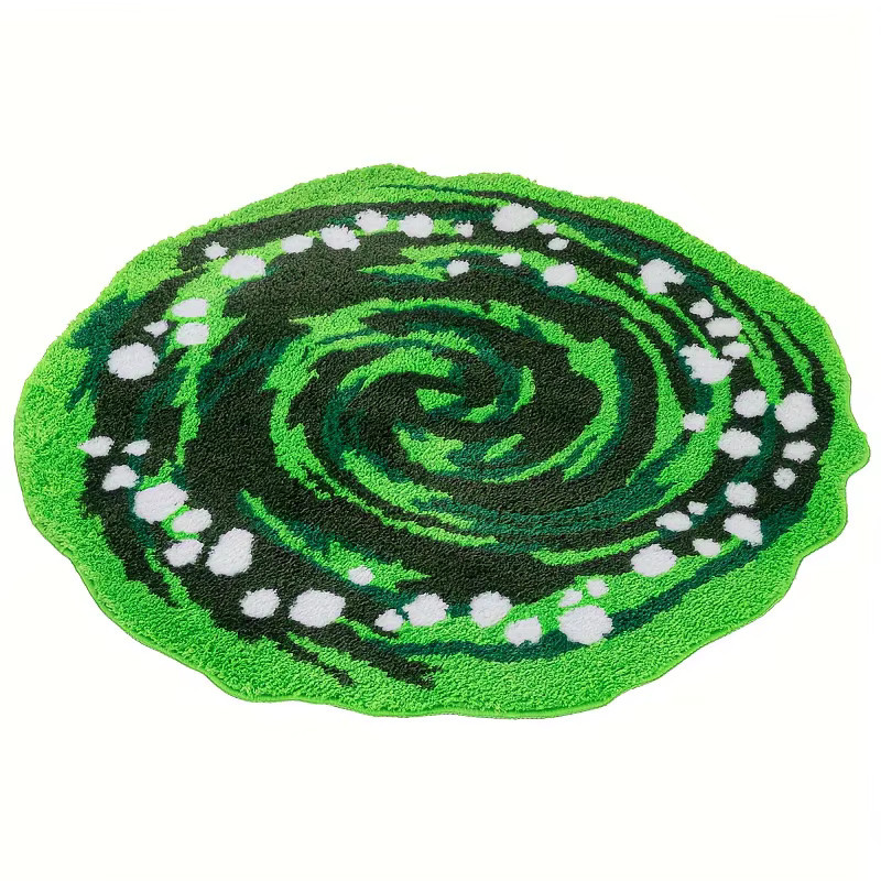 VIKAMA Grüner runder Plüschteppich aus Kunstfell für Wohnzimmer, Schlafzimmer und Kinderzimmer, wasserdicht, Durchmesser: 60 cm - Bild 3
