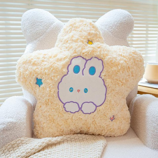 Yiran Toy Kawaii Plüschkissen Hase mit Stern und Mond in Gelb, Breite: 45 cm - Bild 1