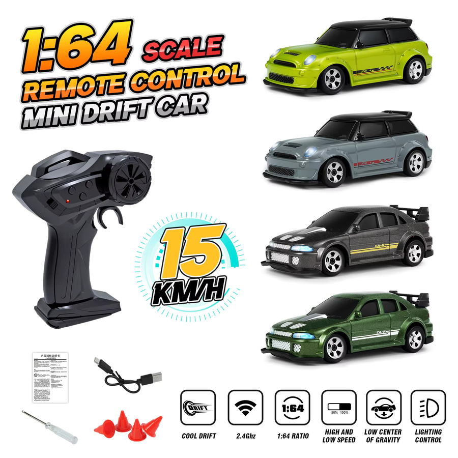 CONUSEA Desktop 4WD Fernbedienung Auto, 1:64, RC Fahrzeug, Metall, Grün - Bild 6