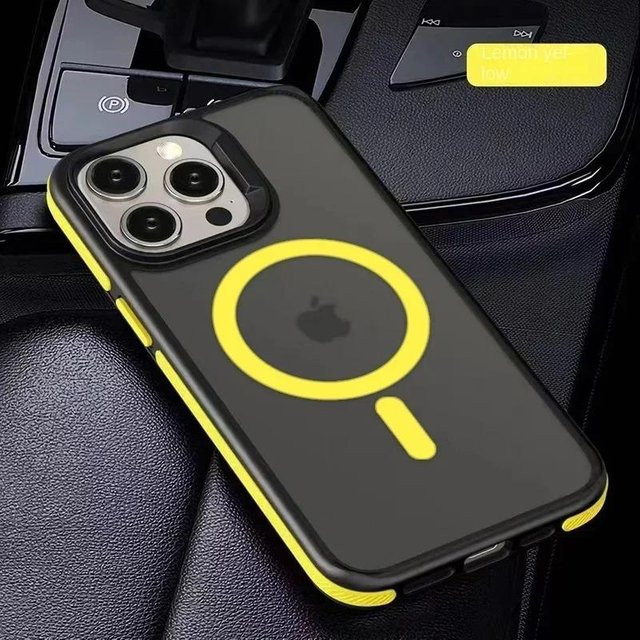 Luxuriöse magnetische iPhone Hülle mit MagSafe Wireless Charging Funktion, mattiert und gefrostet, zweifarbig in Schwarz und Transparent für iPhone 16 15 14 13 12 11 Pro Max Plus - Bild 1