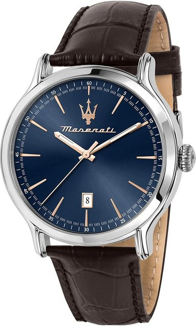 Maserati Epoca Herrenuhr, Quarz, Edelstahl, Leder, Blau, 42 mm, 10 ATM - Bild 1
