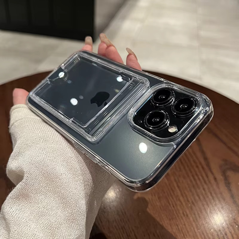 Transparente Stoßfeste Acryl-Handyhülle mit Kartensteckplatz für iPhone 16 15 14 13 12 11 Pro Max Plus XR - Bild 2