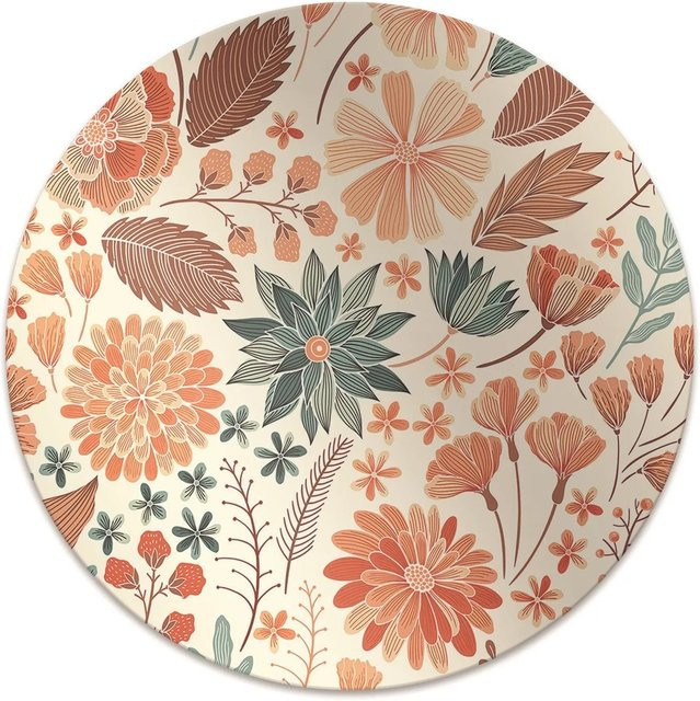 Tulup Bodenschutzmatte für Bürostühle mit künstlerischem Blumenmuster in Rot, B/T: 100 x 100 cm - Bild 1