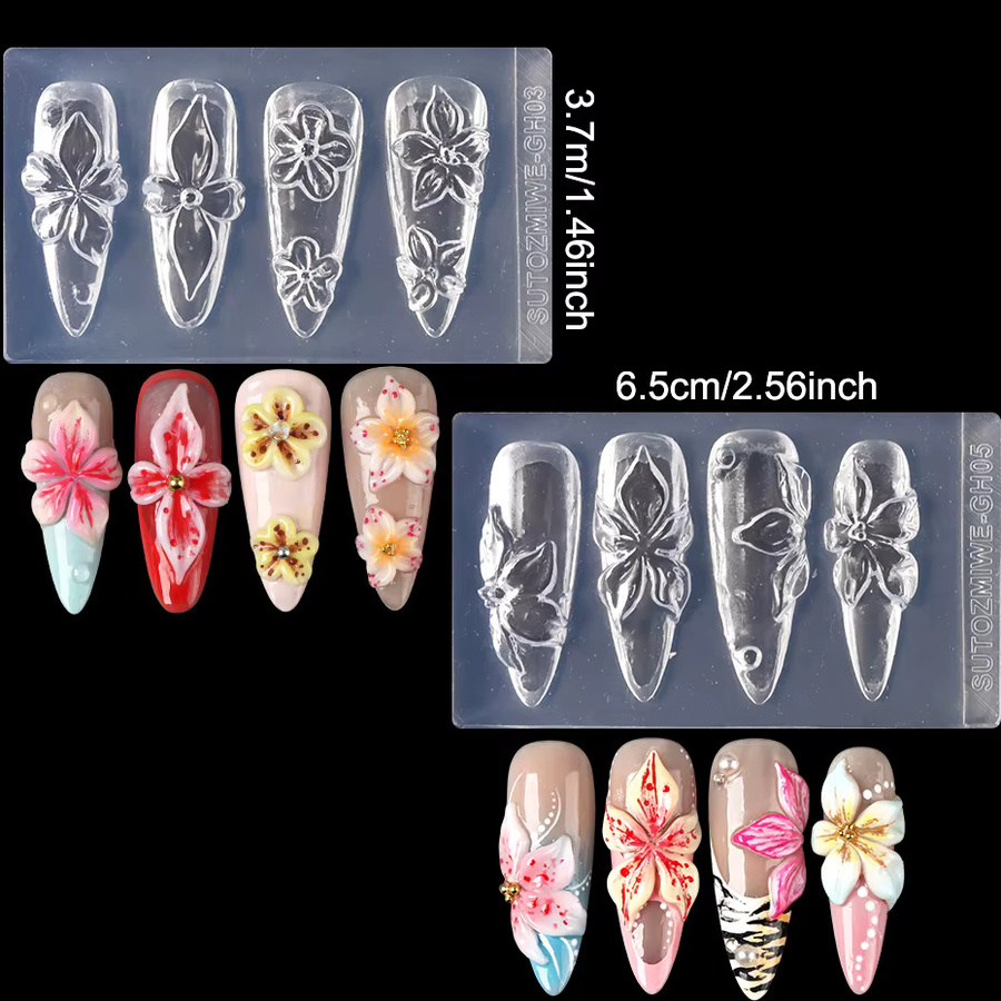 Full Beauty Silikonformen für Nagelkunst, 2 Stück, Lilien-Blumen - Bild 2