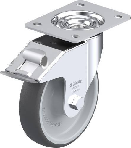 Blickle LE-PATH 160R-FI Lenkrolle mit Feststeller in Silber und Grau, Rad-Durchmesser: 160 mm, Tragfähigkeit: 300 kg - Bild 1