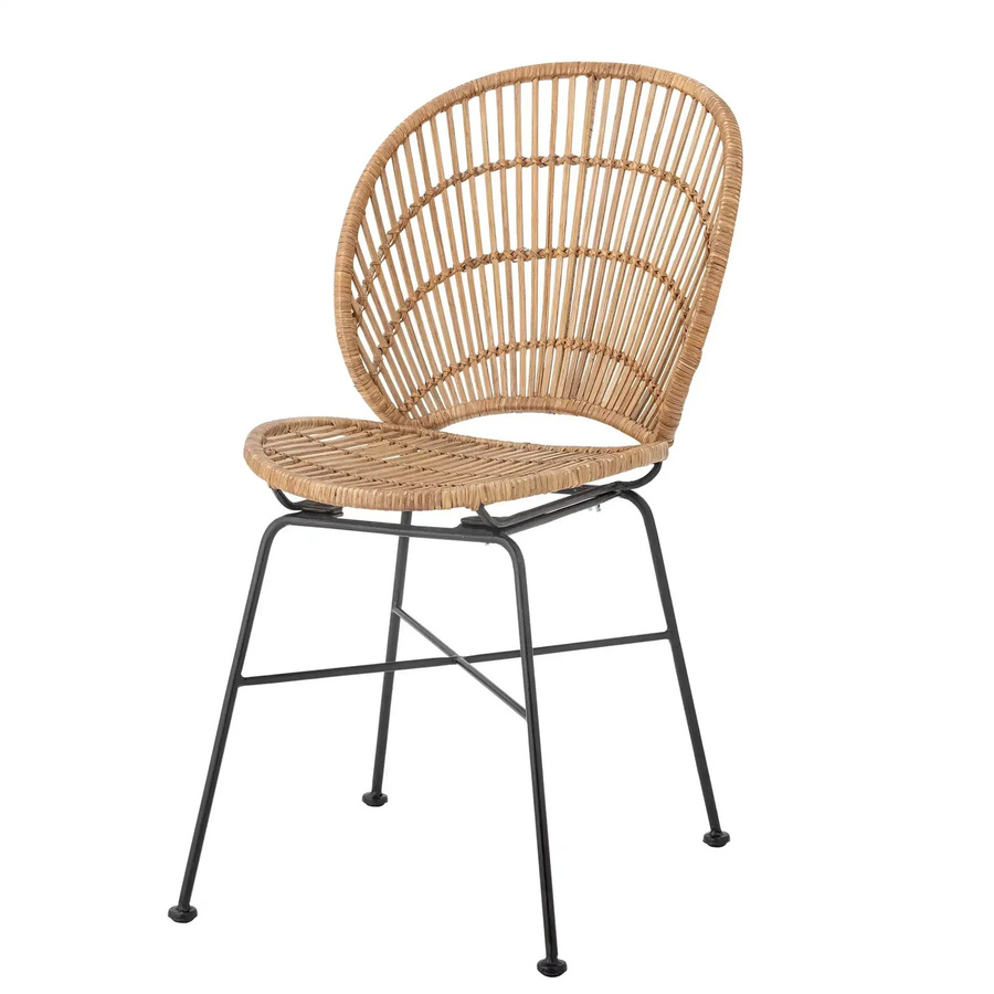 Bloomingville Esszimmerstuhl Fiore aus Rattan und Metall in Nature/Beige/Braun/Schwarz - Bild 1