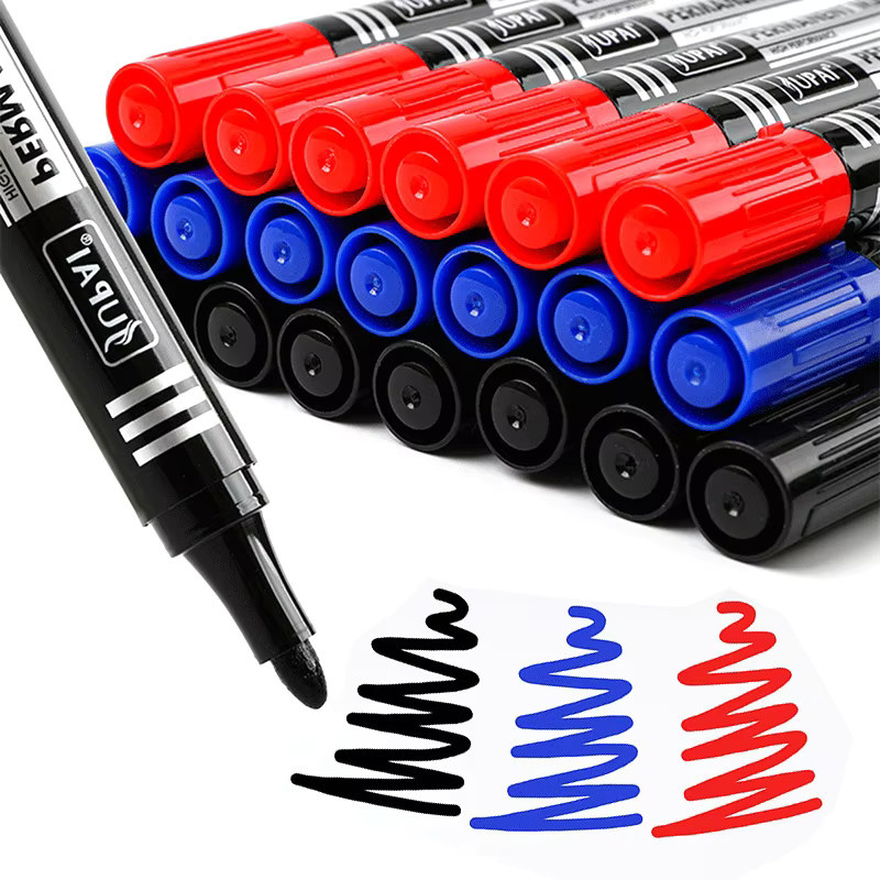 Genkky Permanent Marker Set mit feiner Spitze, wasserfeste Tinte, 1,5 mm Strichstärke, Farben: Schwarz, Blau, Rot - Bild 2