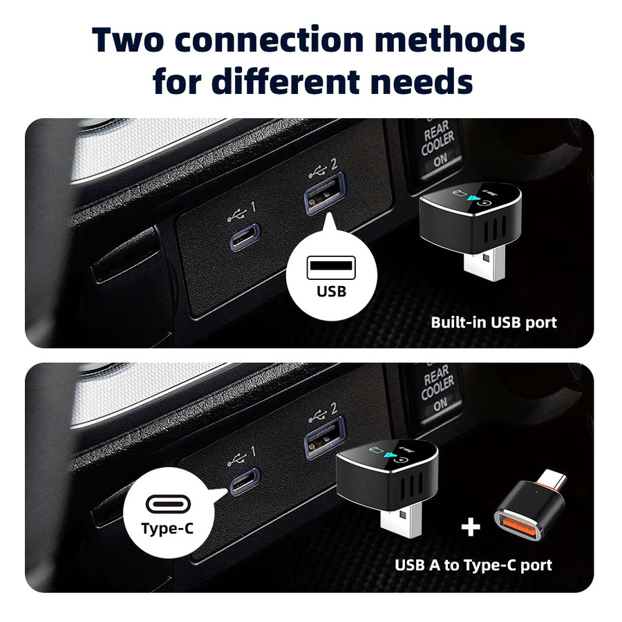 uhulamb 4-in-1 Kabelloser Carplay-Adapter mit Android Auto, Airplay und Mirror Link, USB Plug-and-Play für Apple und Android, Schwarz - Bild 3