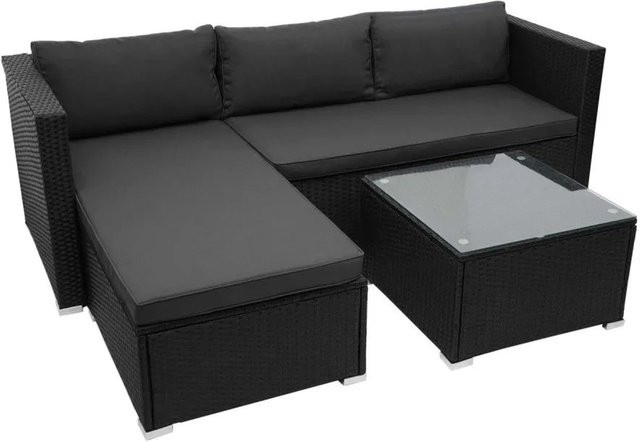MCW Poly-Rattan Garten-Garnitur F57 in Schwarz mit dunkelgrauen Sitz- und Rückenpolstern - Bild 2
