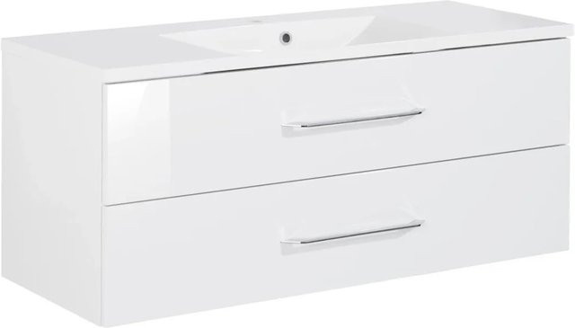 Fackelmann Badmöbel-Set B.clever in Weiß Hochglanz mit Softclose, B/H/T: 120 x 50,8 x 46 cm - Bild 1