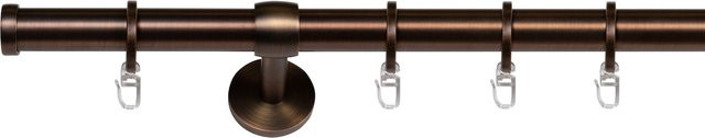 Ondeco Gardinenstange 1-lauf zur Wand- oder Deckenmontage in Gold oder Braun mit Endstücken, Ringen und Faltenlegehaken, Durchmesser: 25 mm, Länge: 200 cm - Bild 1