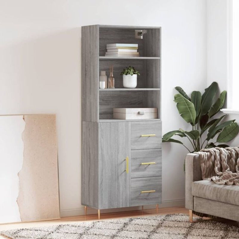 Vidaxl Highboard Modern in Grau aus Holzwerkstoff und Metall, B/T/H: 69,5 x 34 x 180 cm - Bild 1