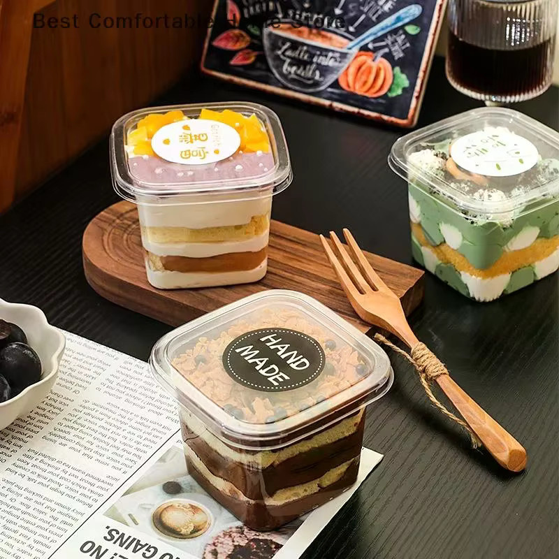 BA 50 Stück transparente Einweg-Dessertbecher aus Kunststoff mit Deckel für Mousse und Kuchen, 150 ml - Bild 3