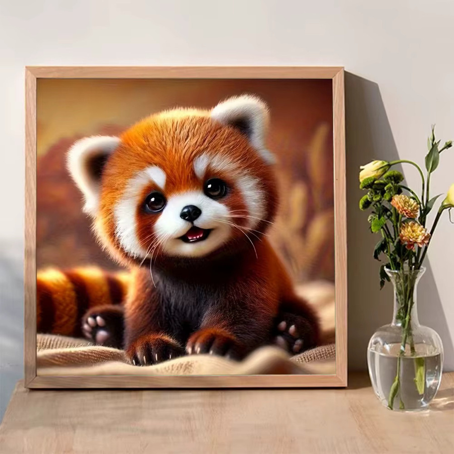 Momoart DIY Diamantmosaik Waschbär Tier Malerei aus Acryl, B/B/H: 20 x 20 x 20 cm - Bild 3