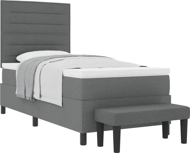 vidaXL Boxspringbett mit Matratze in Dunkelgrau, Hybrid-Konstruktion aus Stoff und MDF, B/T/H: 90 x 190 x 140 cm - Bild 1